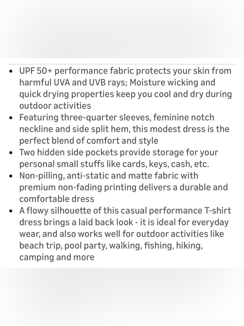 Lightbare Women's 3/4 Sleeve Dress with Pockets UPF 50+ Casual Sun Dress Large - Picture 6 of 16